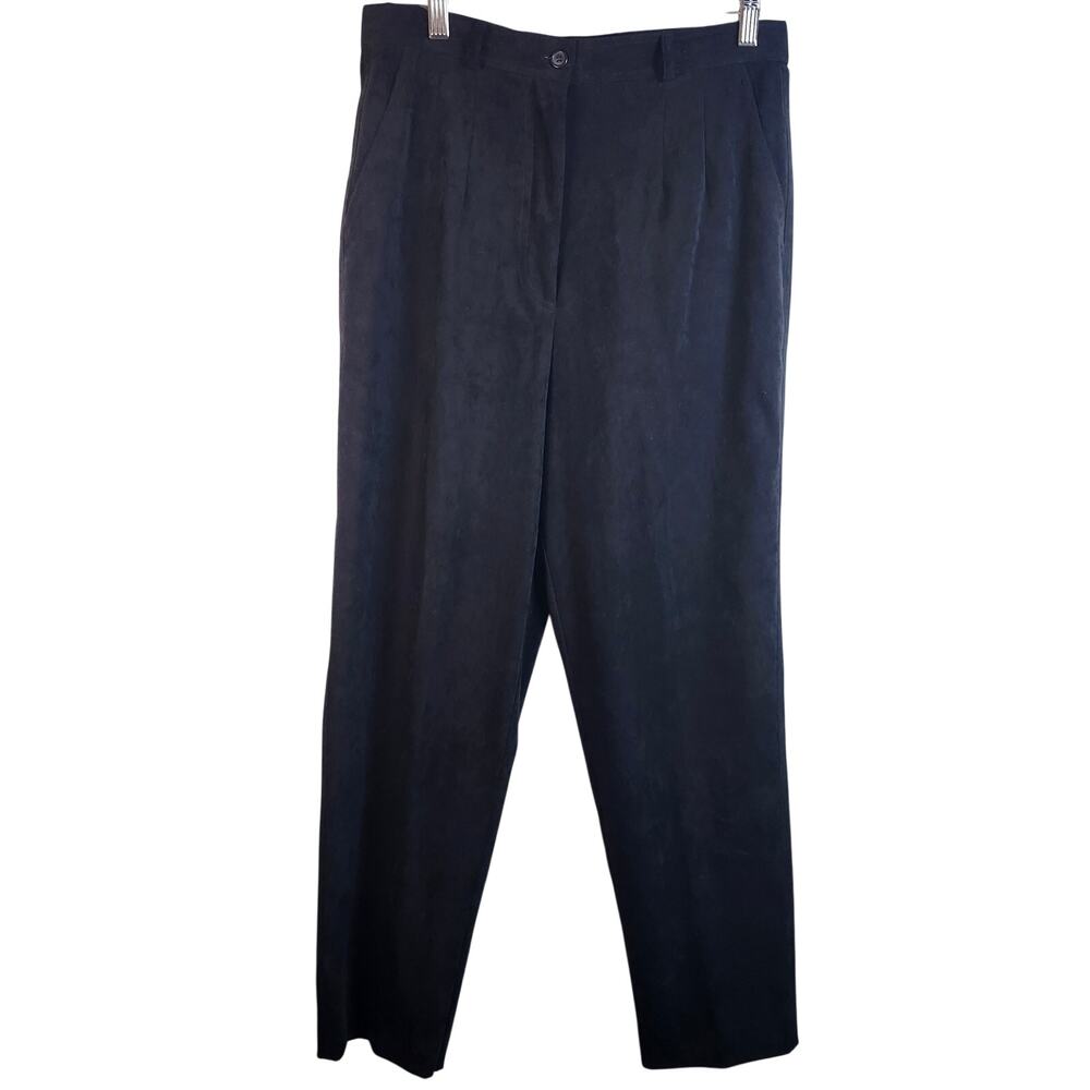 Talbots Petites Black Velveteen High Rise Straight Leg Pants Size 10 Petite